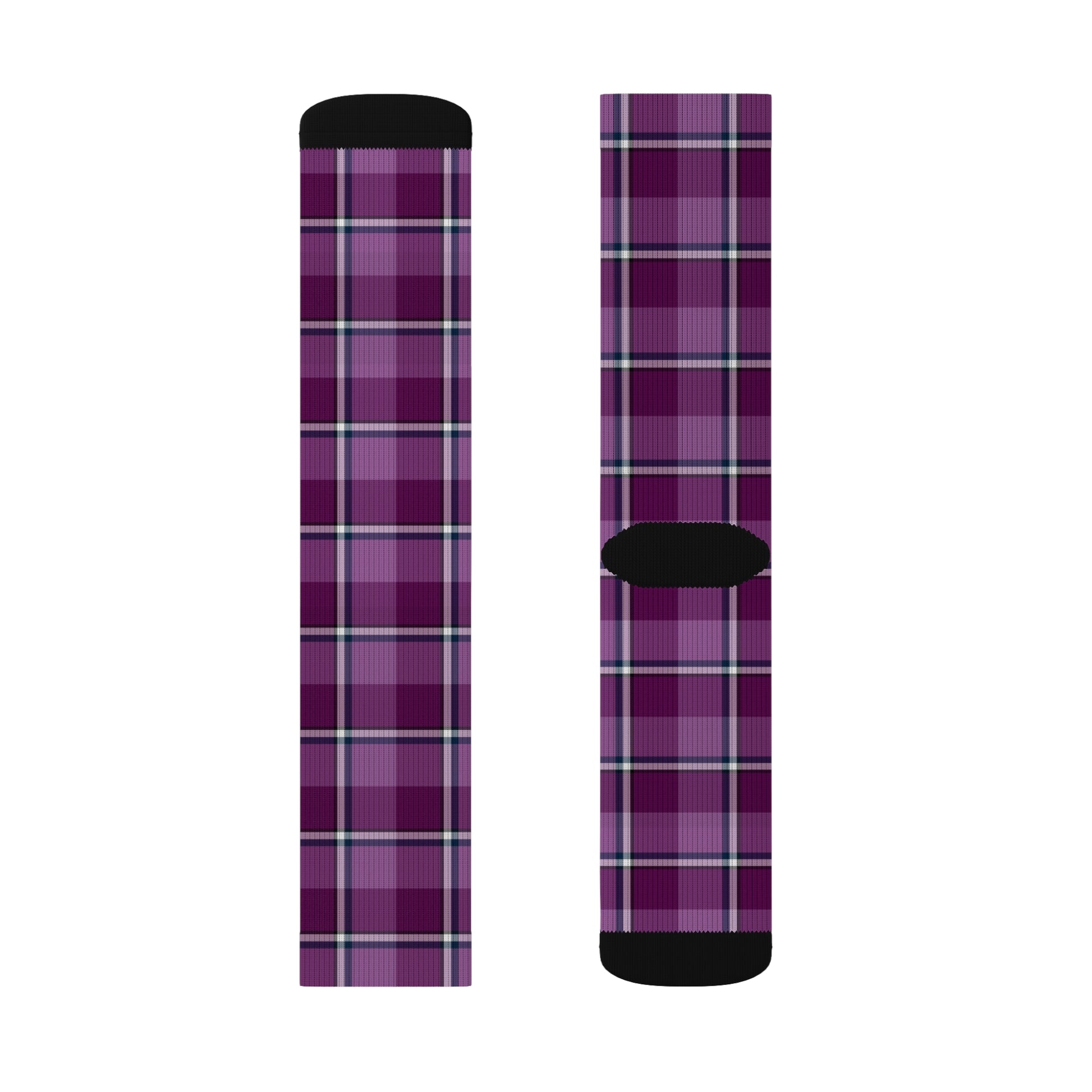 Cozy Plaid Sublimation Socks, Trendy Cotton Blend Footwear, Casual Everyday Wear - Celtic Scents