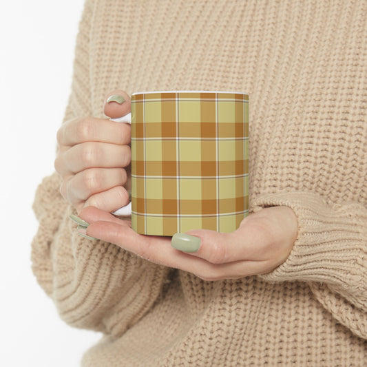 Cozy Plaid Ceramic Mug for Coffee Lovers, Ideal Gift for Birthdays, Holidays, Home Decor, Rustic Kitchen, Fall Vibes, Perfect for Tea
