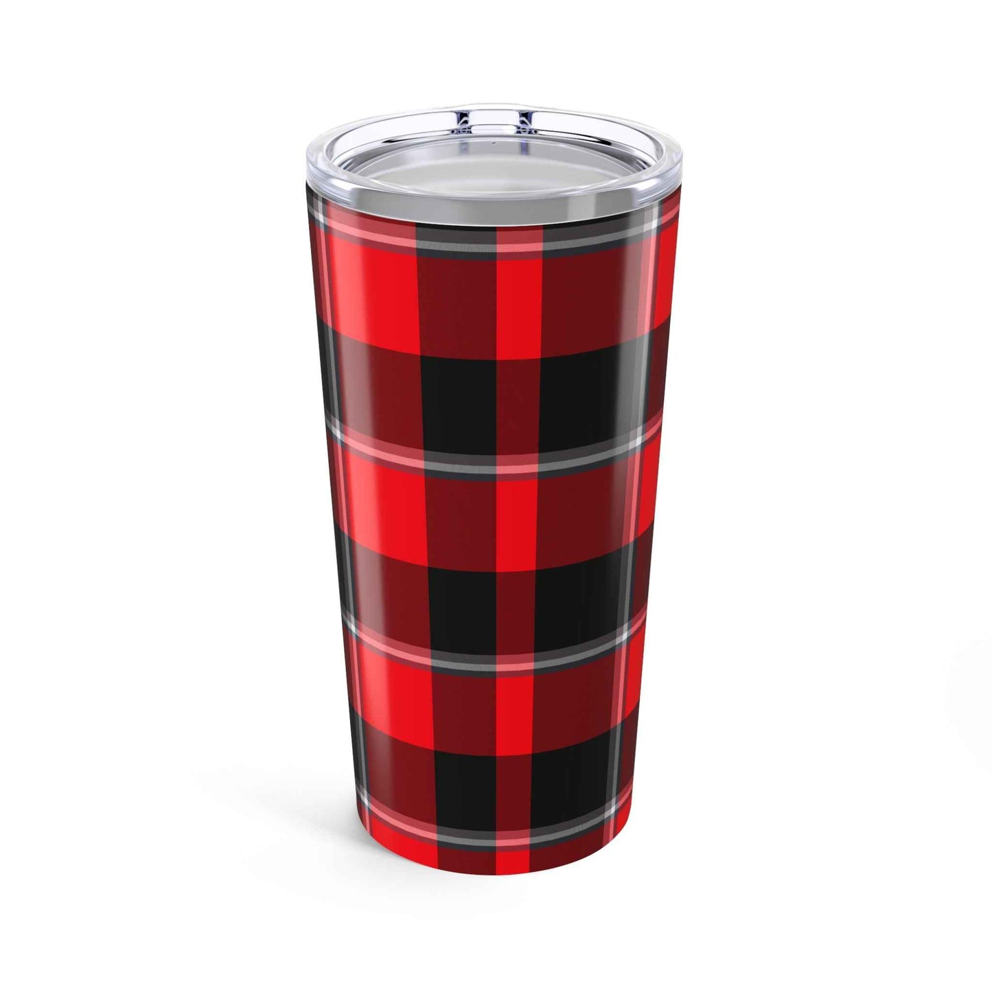 Chic Plaid Tumbler 20oz - Stylish Travel Mug for Coffee Lovers, Cozy Gift for Winter, Red Black Buffalo Check Mug