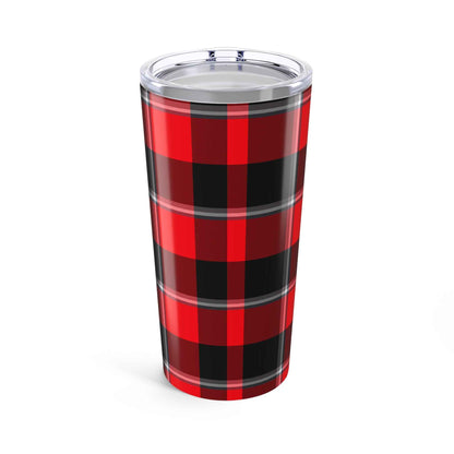 Chic Plaid Tumbler 20oz - Stylish Travel Mug for Coffee Lovers, Cozy Gift for Winter, Red Black Buffalo Check Mug