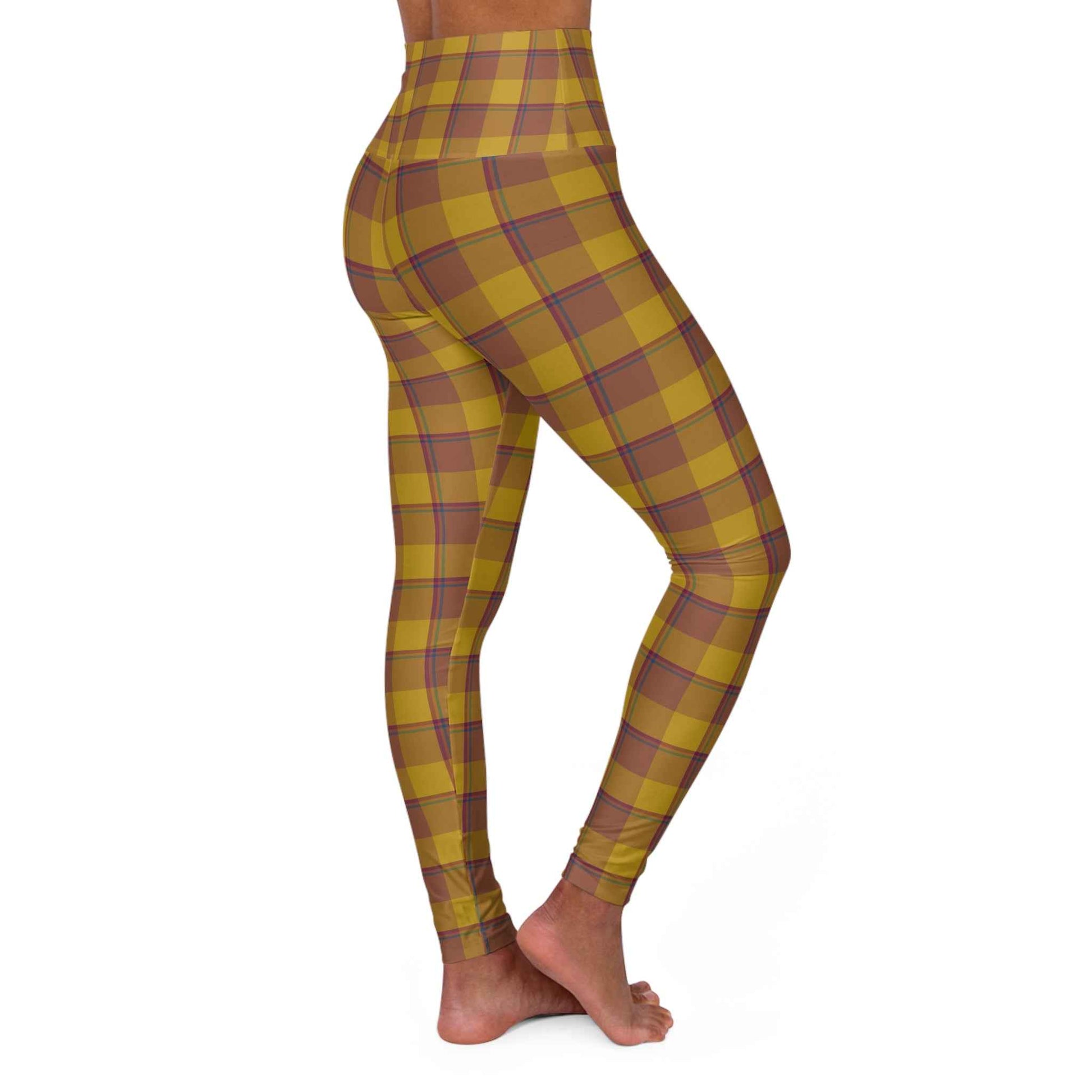 Plaid High Waisted Yoga Leggings, Comfortable Fitness Tights, Stylish Workout Gear, Activewear for Women, Autumn Fashion