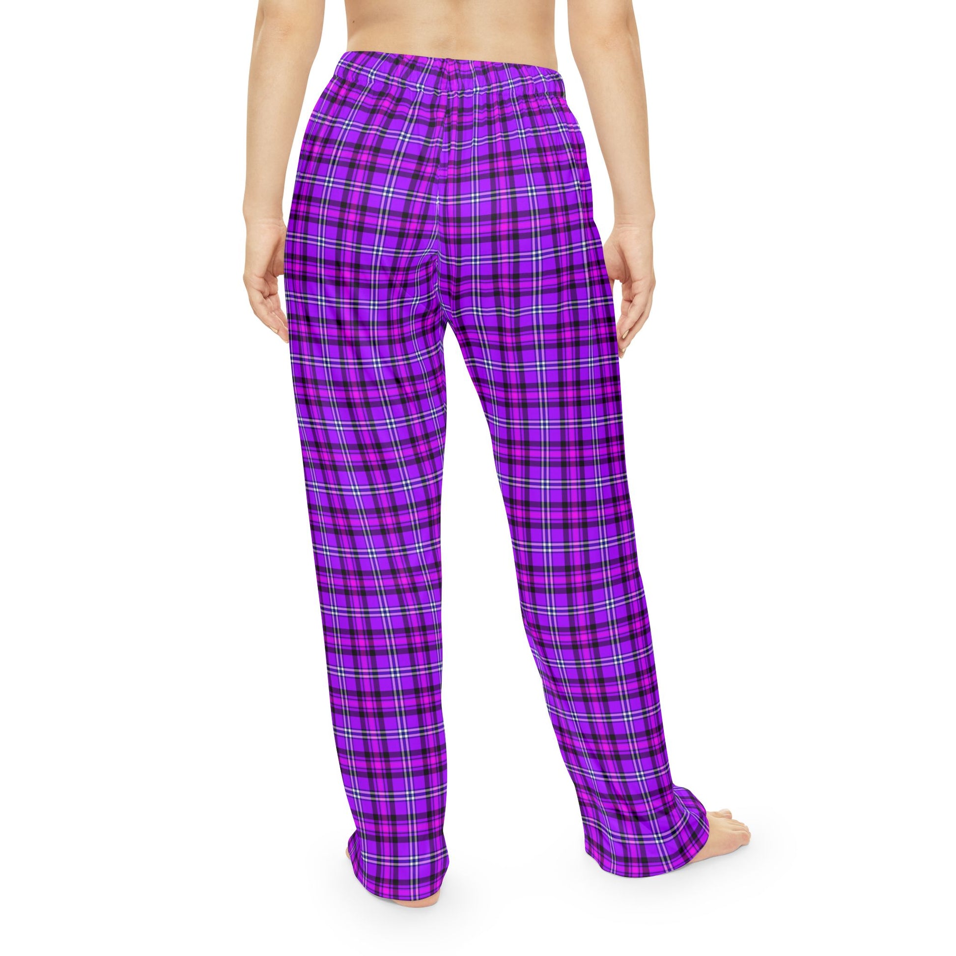 Cozy Women's Pajama Pants with Purple Plaid Design, Comfortable Sleepwear, Ideal for Lounging, Gift for Her, Home Wear - Celtic Scents
