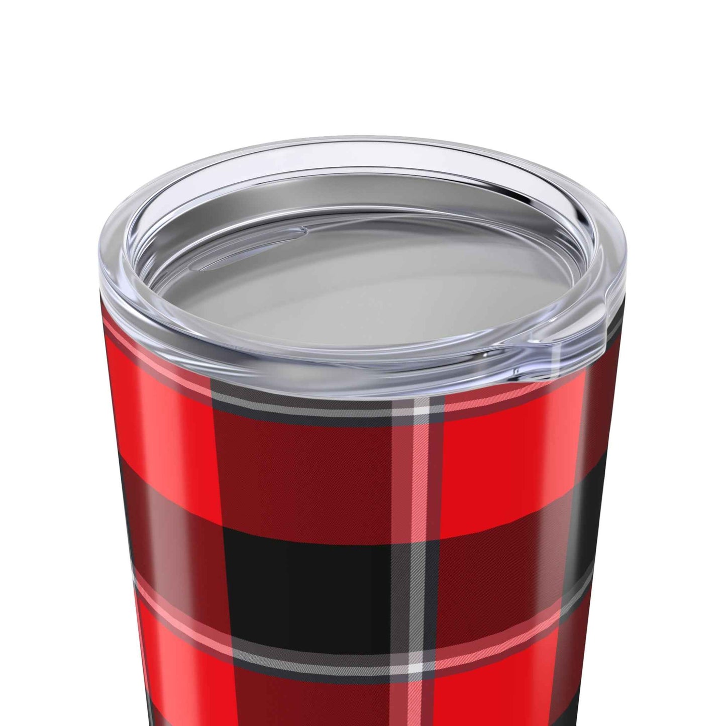 Chic Plaid Tumbler 20oz - Stylish Travel Mug for Coffee Lovers, Cozy Gift for Winter, Red Black Buffalo Check Mug