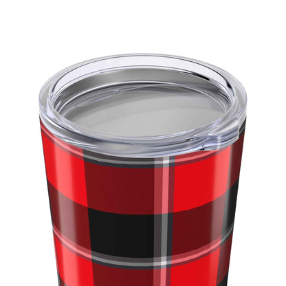 Chic Plaid Tumbler 20oz - Stylish Travel Mug for Coffee Lovers, Cozy Gift for Winter, Red Black Buffalo Check Mug