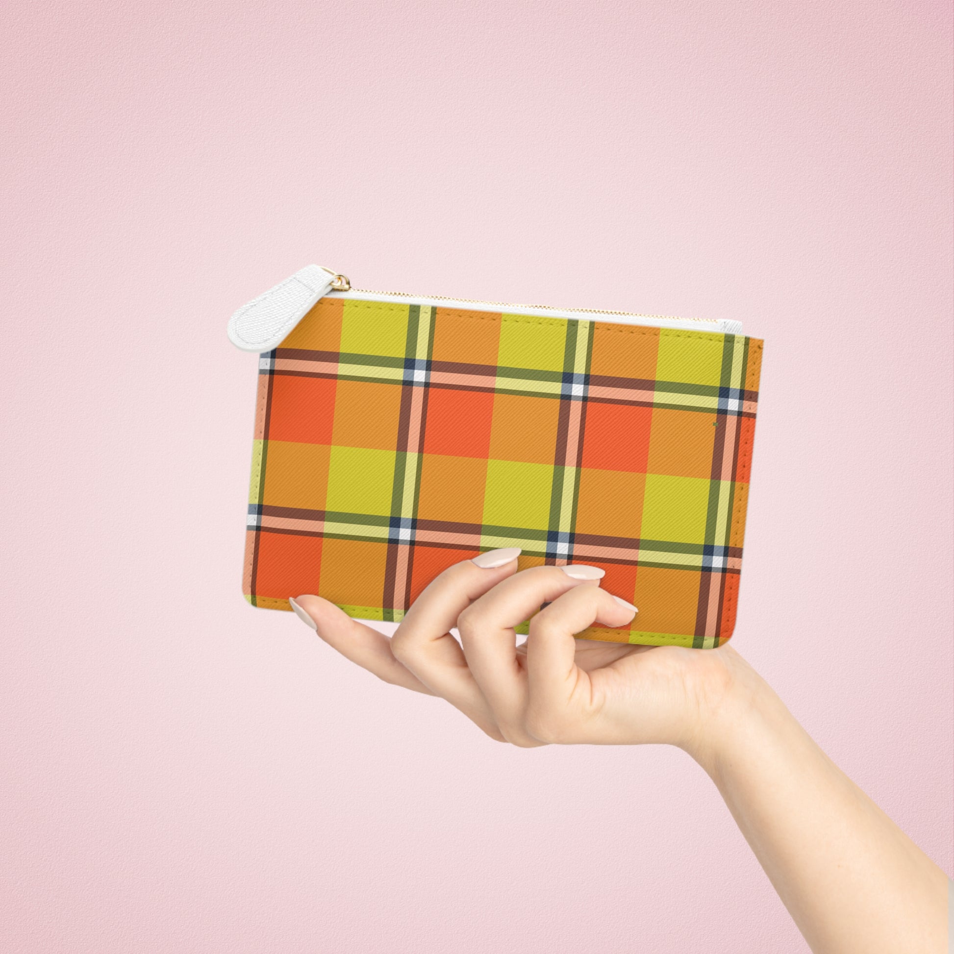 Personalized Plaid Mini Clutch Bag, Fall Fashion Accessory, Custom Pouch, Gift for Her, Stylish Wallet, Everyday Use - Celtic Scents