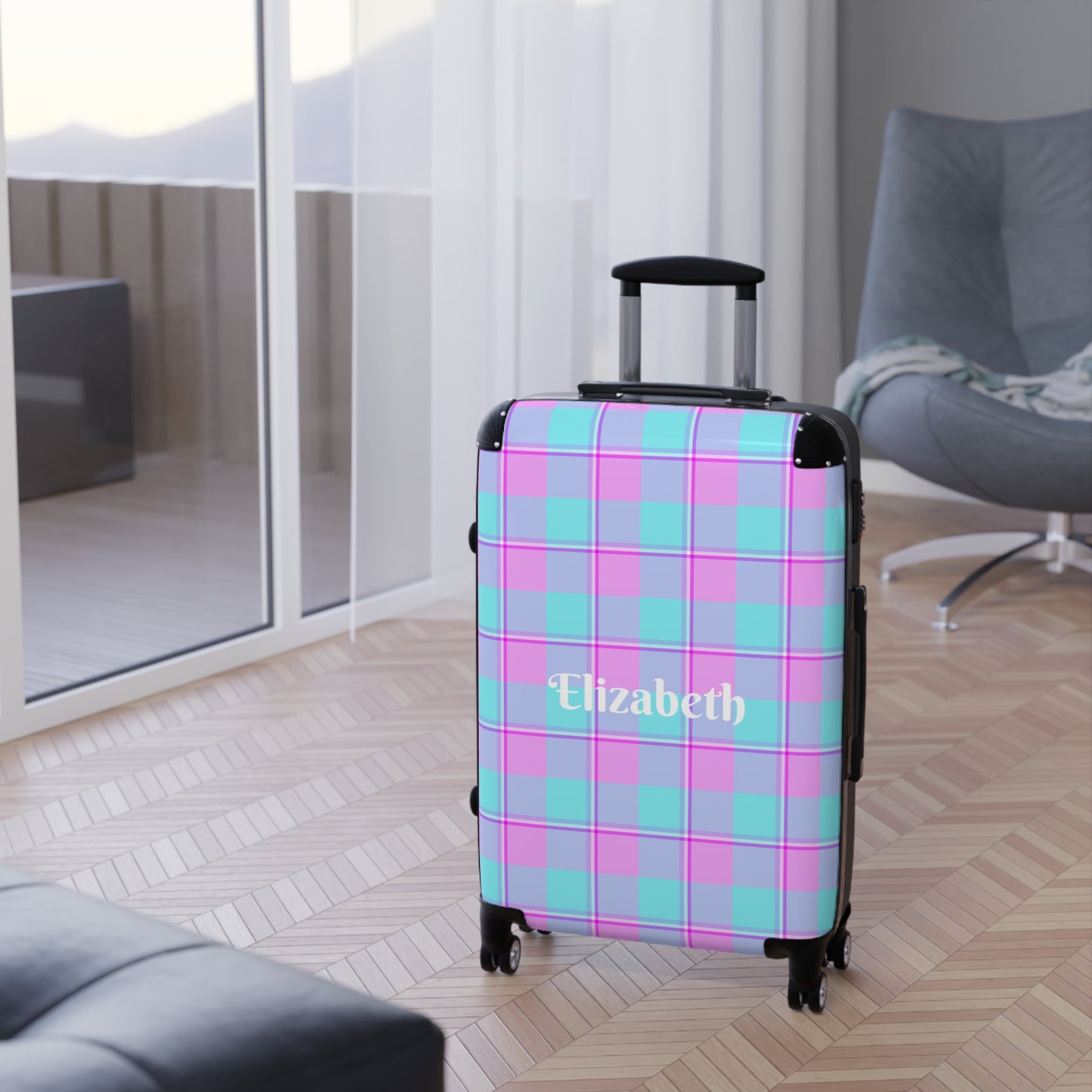 Personalized Plaid Suitcase, Custom Travel Luggage, Stylish Carry-On, Gift for Travelers, Airport Essentials - Celtic Scents