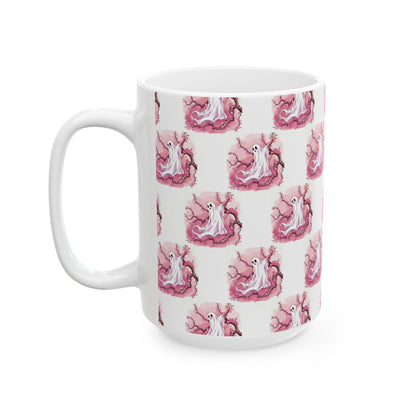 Whimsical Ghost Ceramic Mug - Perfect for Halloween, Coffee Lovers, Unique Gift, Cute Drinkware, Holiday Decor - Celtic Scents