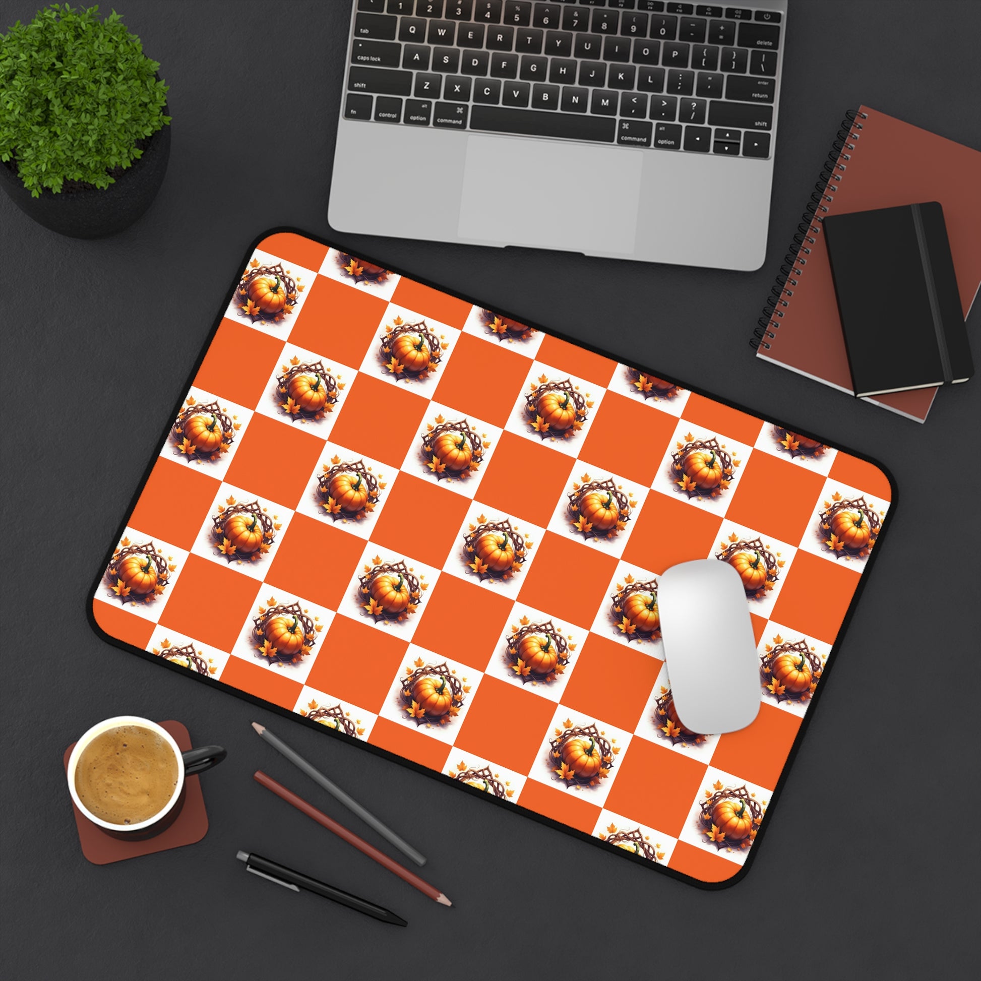 Vibrant Desk Mat with Pumpkin Design, Office Decor, Mousepad, Gift for Coworkers, Desk Accessories, Home Office - Celtic Scents