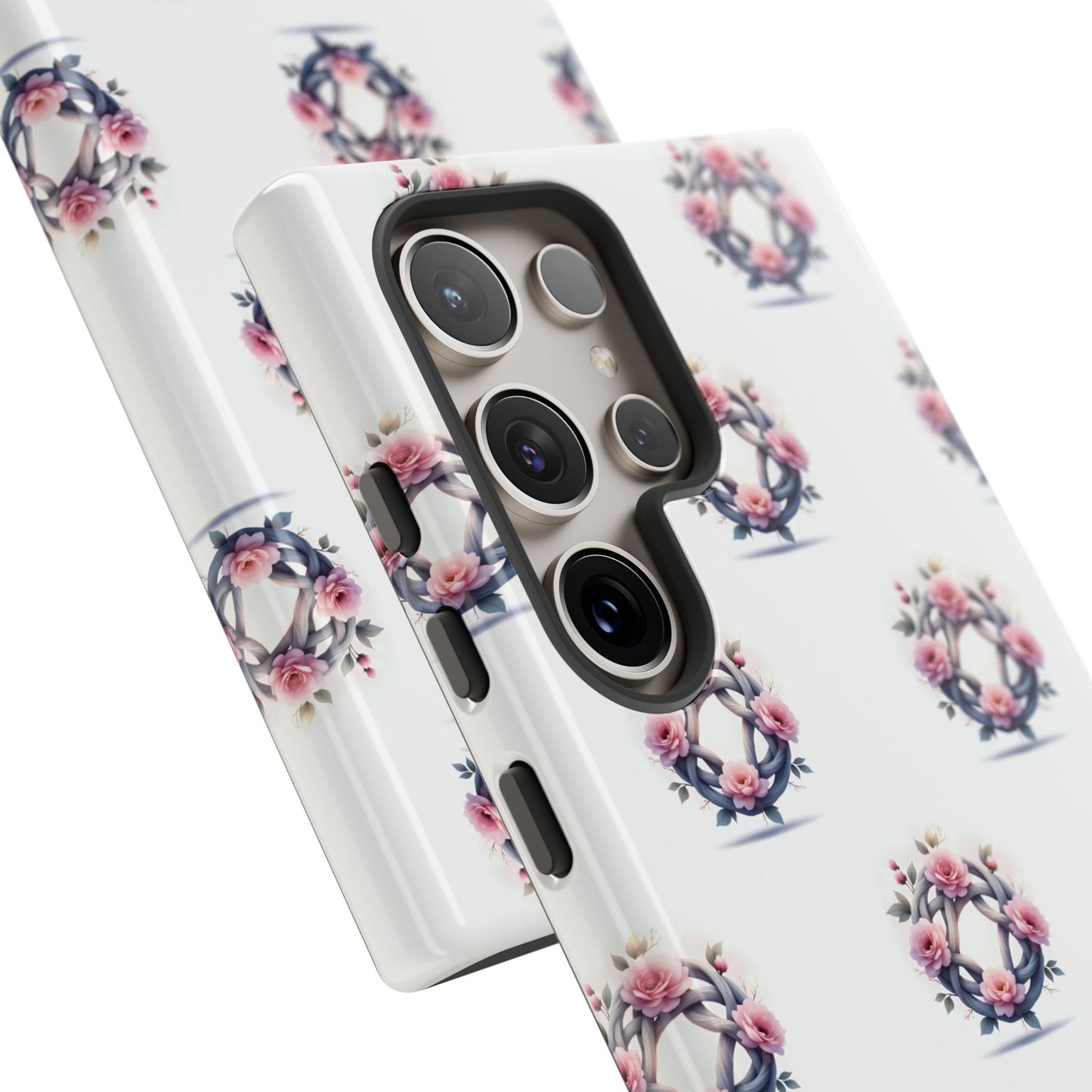 Floral Phone Case, Tough Cases for Women, Cute Celtic Knot Floral Design iPhone Cover, Gift for Her, Stylish Tech Accessories