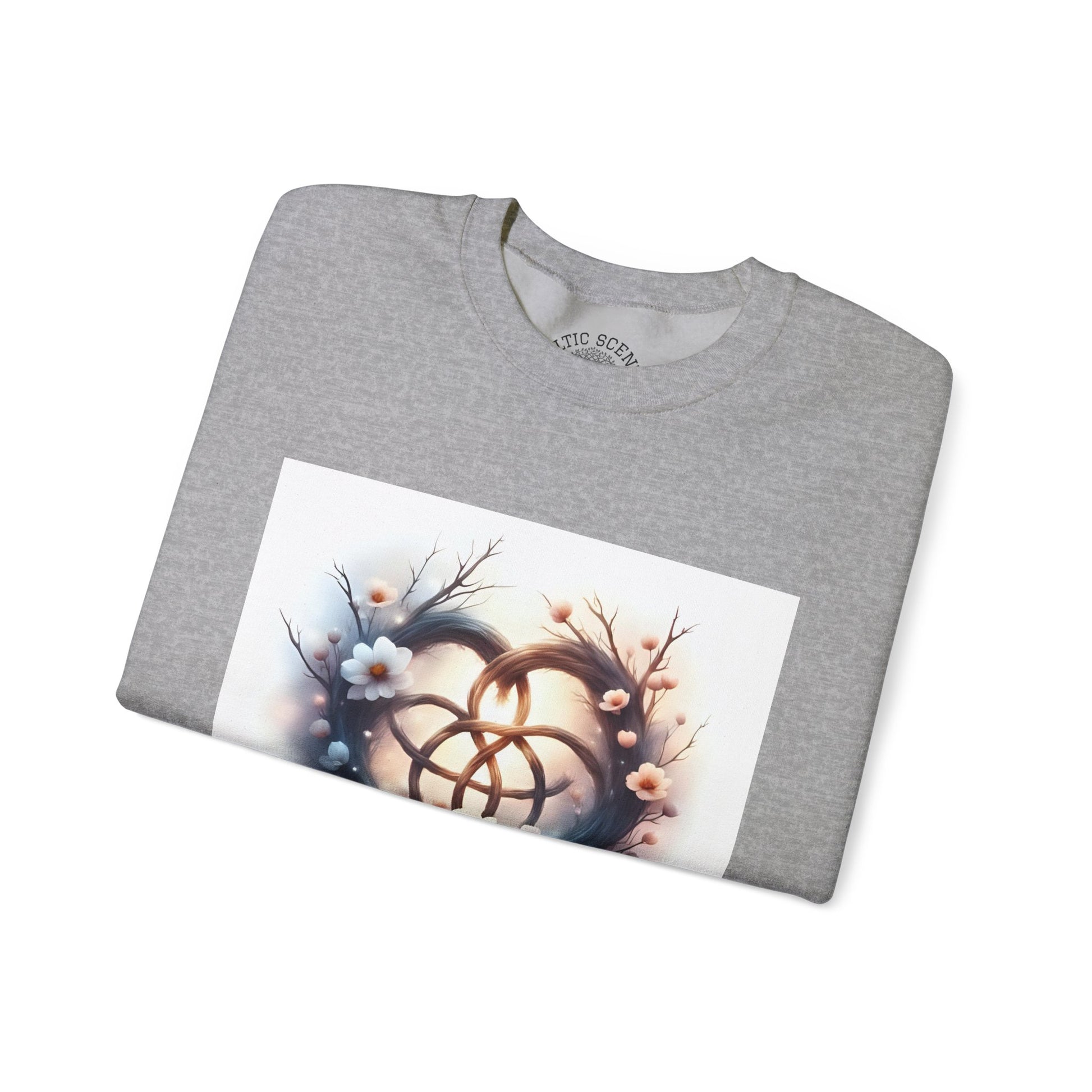 Floral Heart Crewneck Sweatshirt | Cozy Unisex Gift for Nature Lovers, Casual Wear, Spring Fashion, Eco-Friendly Style - Celtic Scents