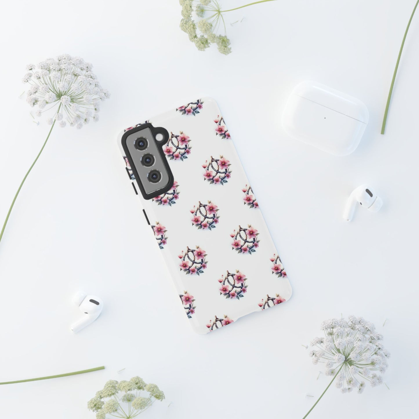 Floral Phone Case, Tough Phone Cover, Cute Protection for Mobile, Gift for Her, Celtic Knot Floral Pattern Case