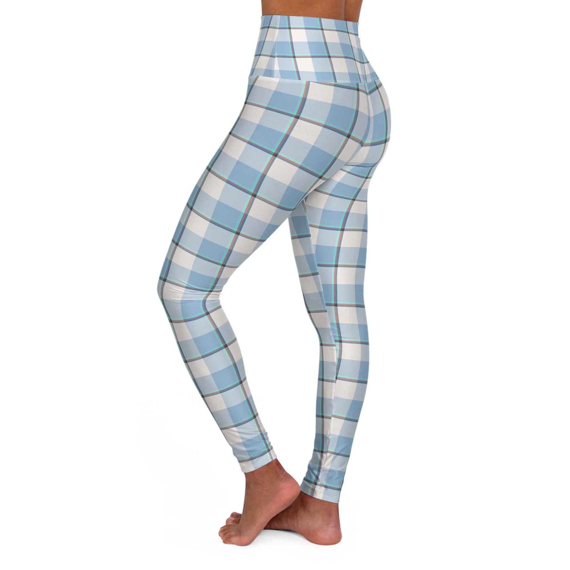 Winter Plaid High Waisted Yoga Leggings, Comfortable Activewear, Hiking Pants, Gym Leggings, Stylish Yoga Outfits, Fitness Apparel