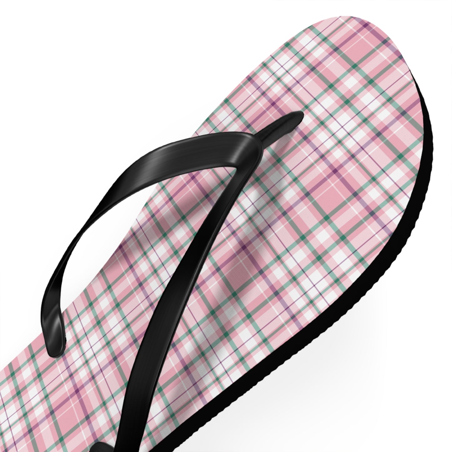 Chic Pink Plaid Flip Flops - Summer Style, Beach Essentials, Casual Footwear, Holiday Gift Ideas, Vacation Must-Have - Celtic Scents