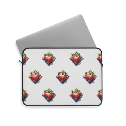 Cute Strawberry Laptop Sleeve, Floral Tech Accessory, Gift for Her, Cute School Supplies, Strawberry Design - Celtic Scents
