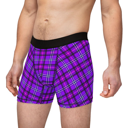 Comfortable Men's Boxers in Purple Plaid - Fun, Stylish, and Unique Underwear for Everyday Wear, Gifts, and Special Occasions - Celtic Scents