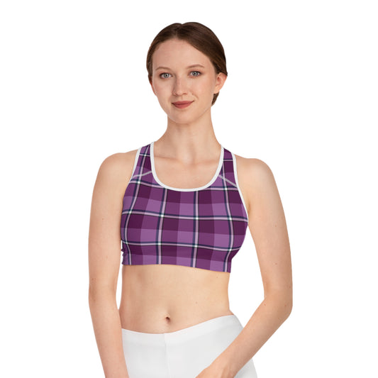 Plaid Pattern Sports Bra, Activewear Top, Workout Gear, Yoga Bra, Fitness Apparel, Trendy Athleisure, Gifts for Her - Celtic Scents
