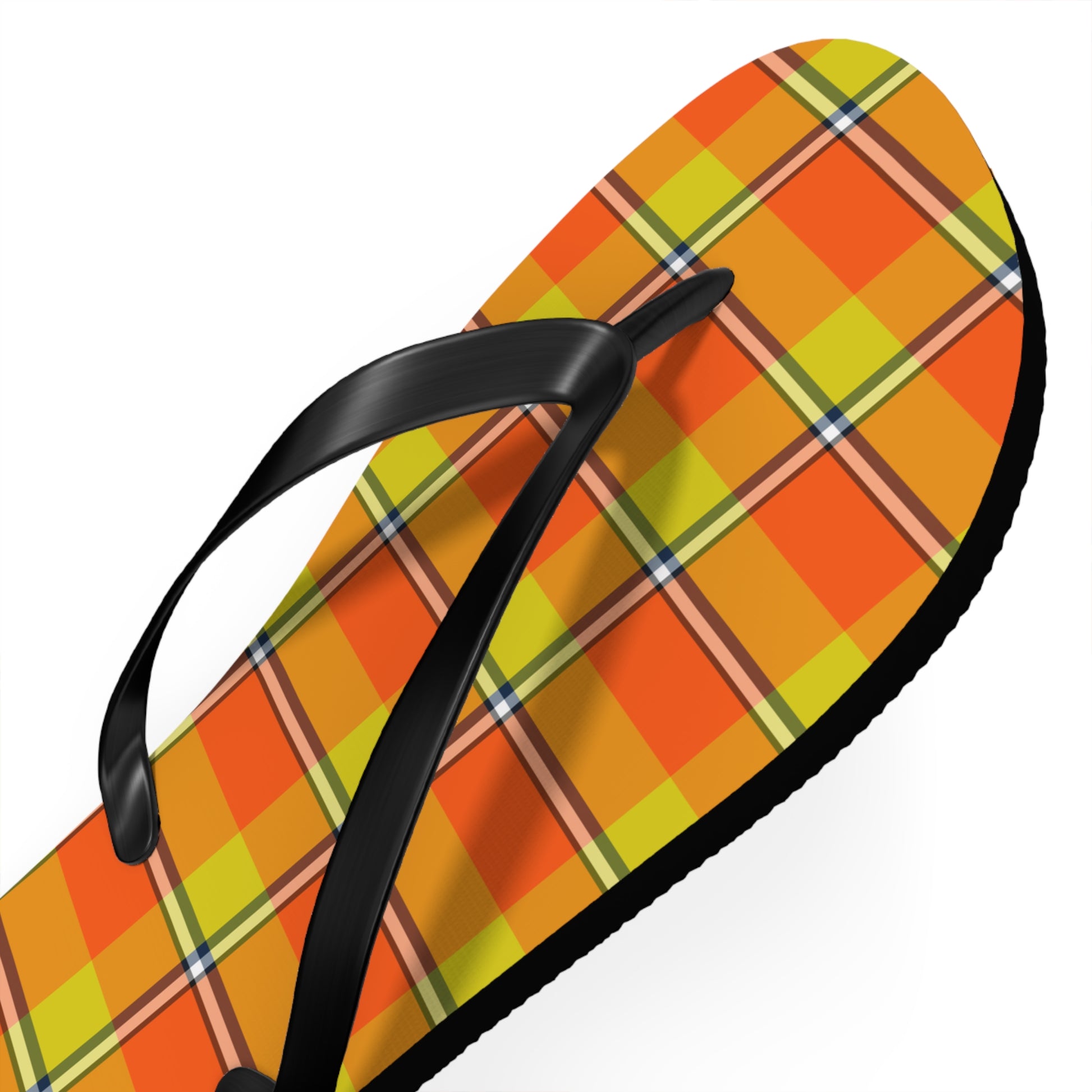 Bright Plaid Flip Flops | Summer Sandals, Beachwear, Vacation Footwear, Gift for Her, Casual Slip-Ons, Autumn Design - Celtic Scents