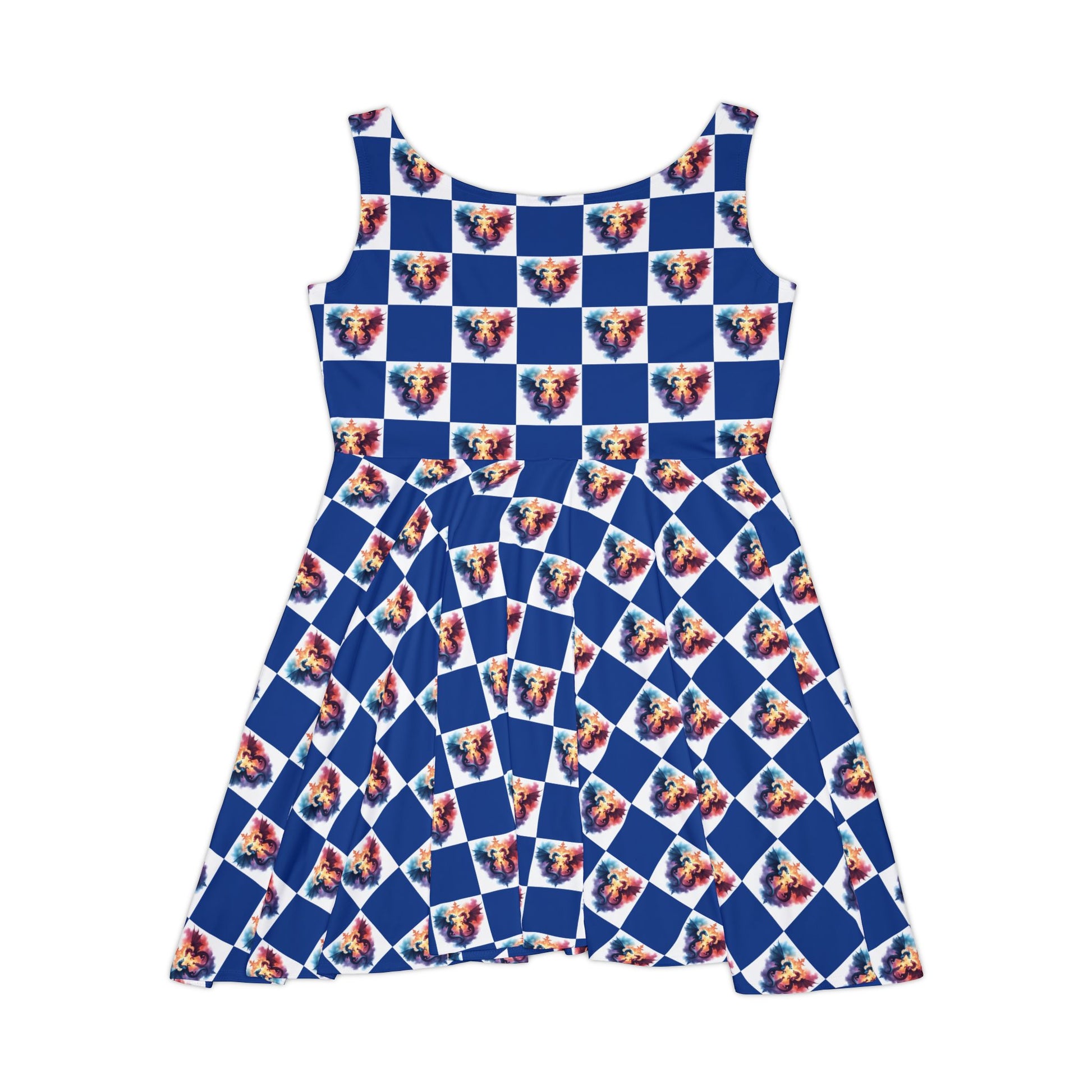 Colorful Celtic Dragon Print Women's Skater Dress, Cute Summer Dress, Festival Outfit, Date Night Dress, Gift for Her, Casual Dress - Celtic Scents