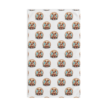Whimsical Celtic Puppy Pattern Hand Towel - Cute Pet Gift, Home Decor, Dog Lover's Kitchen Towel, Animal Themed Gifts, Pet Owner Accessories