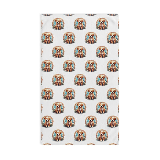 Whimsical Celtic Puppy Pattern Hand Towel - Cute Pet Gift, Home Decor, Dog Lover's Kitchen Towel, Animal Themed Gifts, Pet Owner Accessories