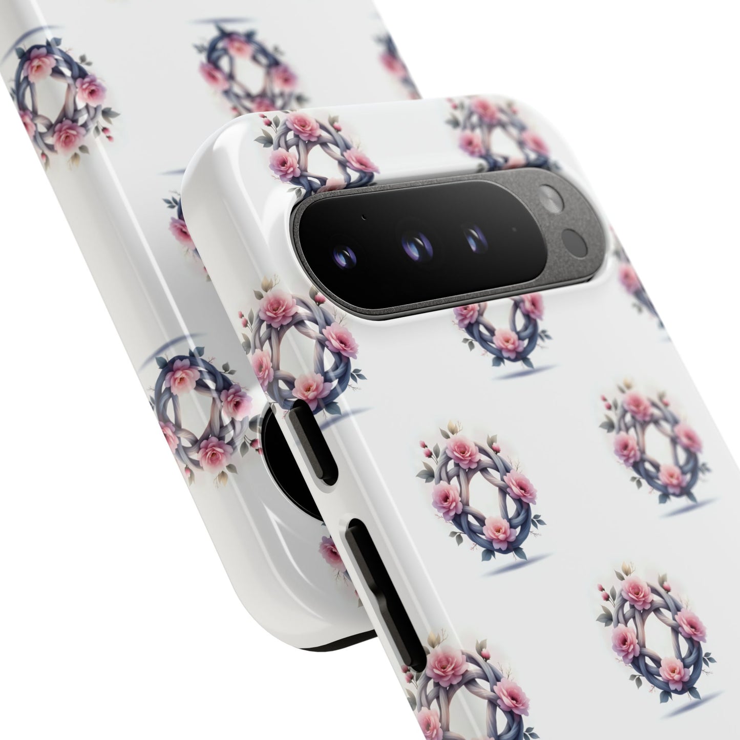 Floral Phone Case, Tough Cases for Women, Cute Celtic Knot Floral Design iPhone Cover, Gift for Her, Stylish Tech Accessories