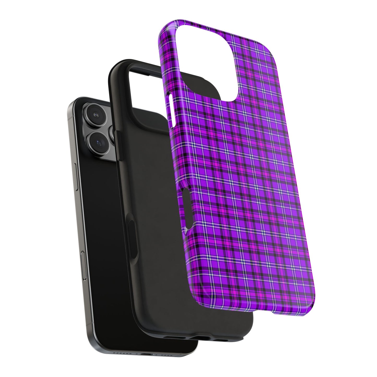 Purple Plaid Stylish Tough Phone Cases, Durable Phone Cover, Protective Case, Trendy Design, Gifts for Her