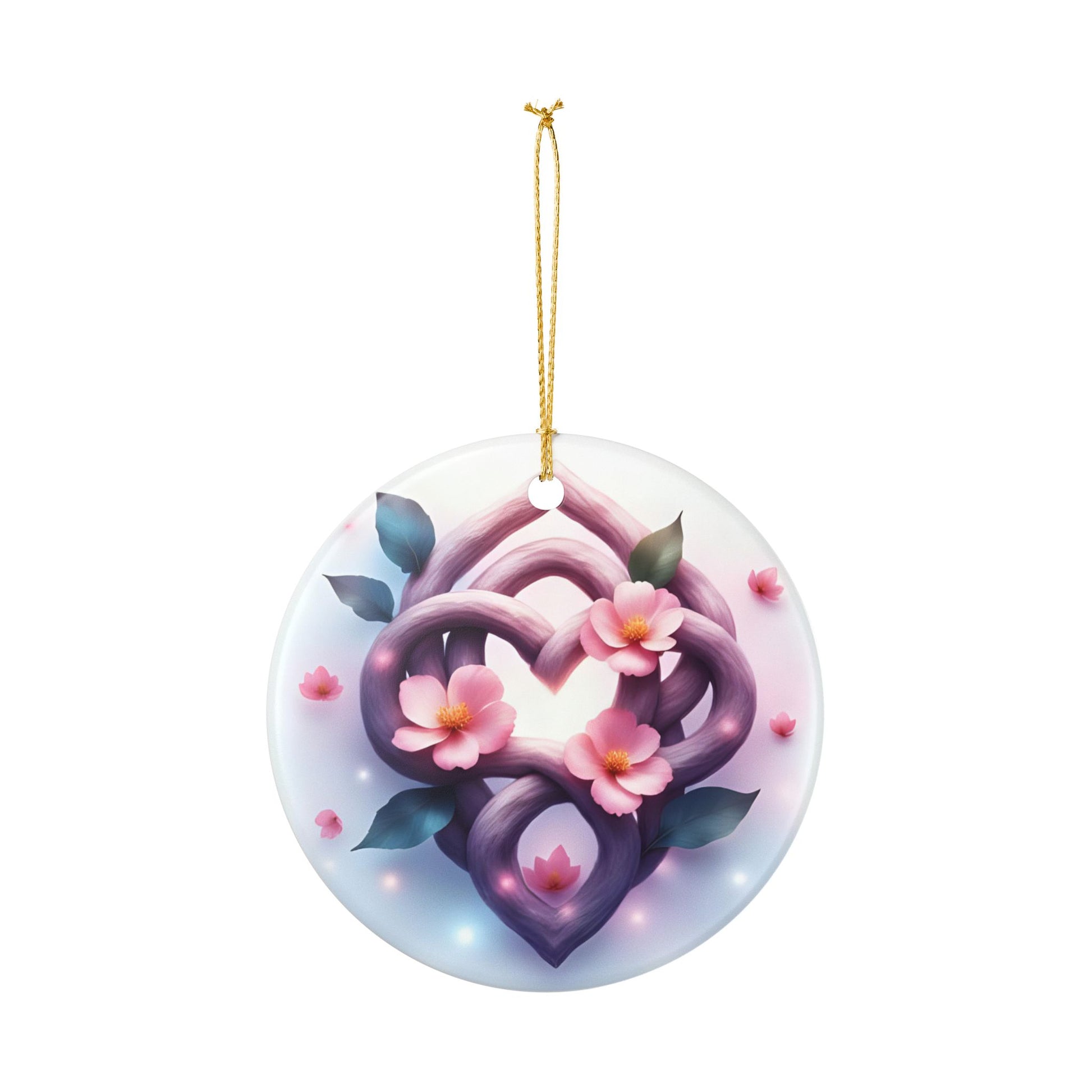 Ceramic Heart Blossom Ornament, Floral Hanging Decor, Heartwarming Gift, Home Decoration, Holiday Ornament, Valentine’s Day, Celtic Knot Design - Celtic Scents