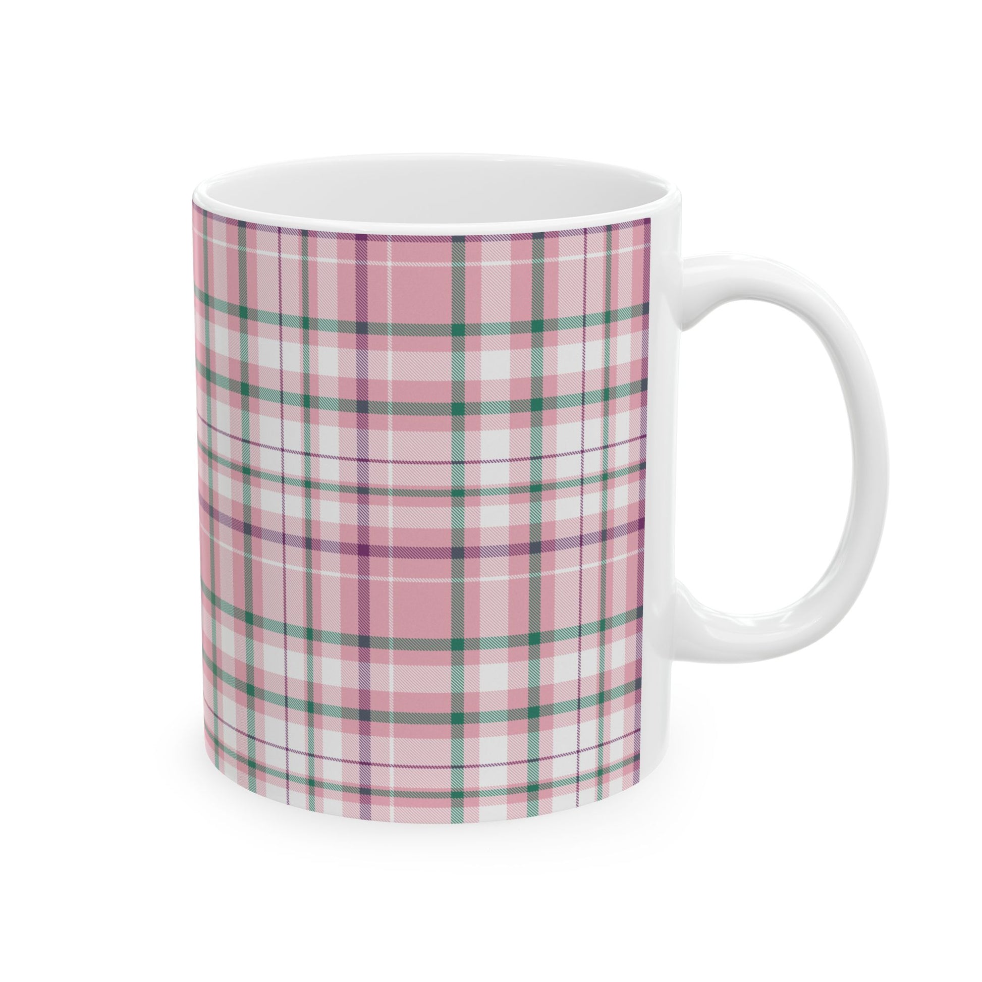 Cozy Multi Pink Plaid Mug | 11oz, 15oz Coffee Cup | Perfect for Autumn, Home Decor, Gift for Friends and Family, Warm Beverage Enjoyment - Celtic Scents