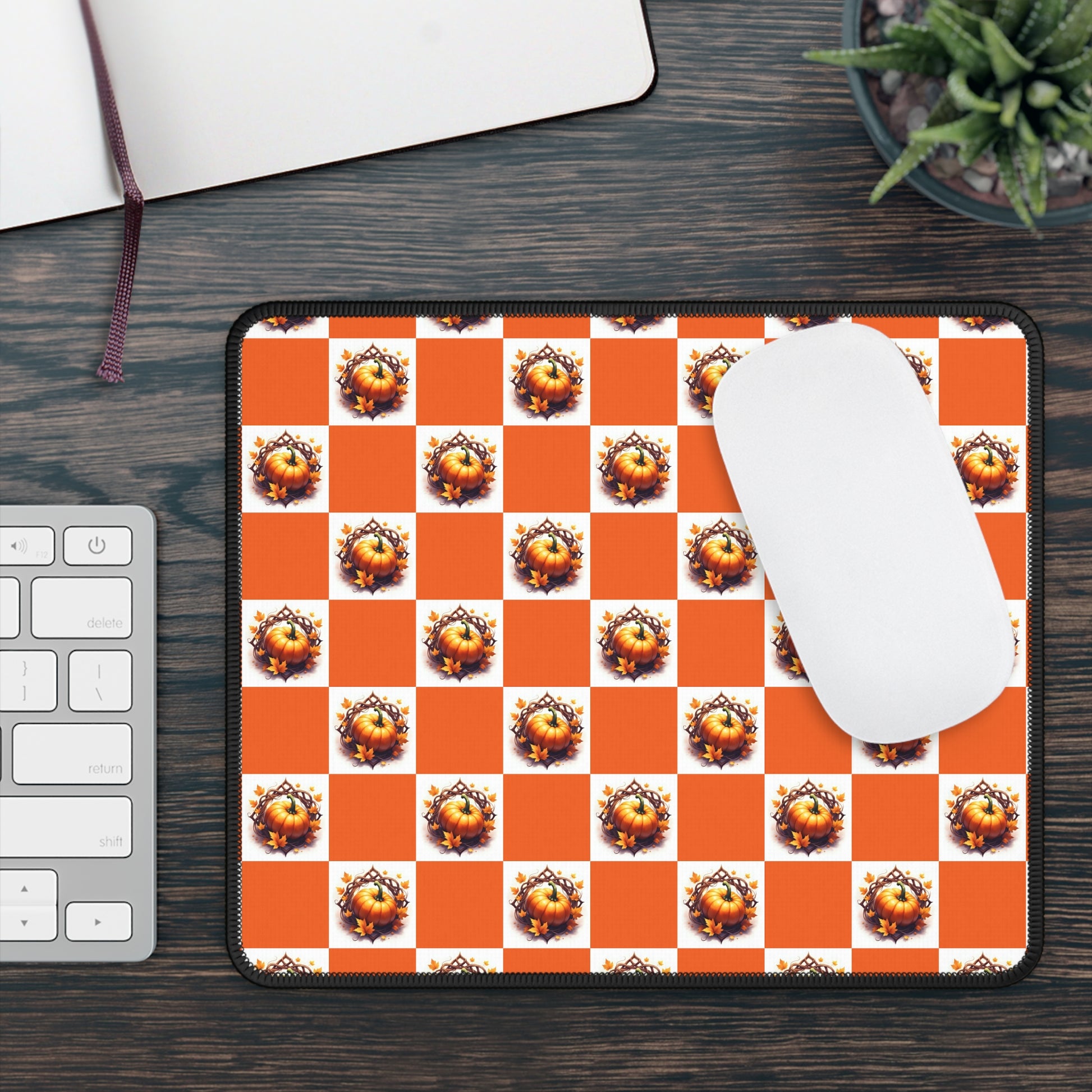 Vibrant Gaming Mouse Pad, Gaming Desk Accessories, Gamer Gift, Office Decor, Mouse Mat, Unique Pumpkin Checkered Design - Celtic Scents