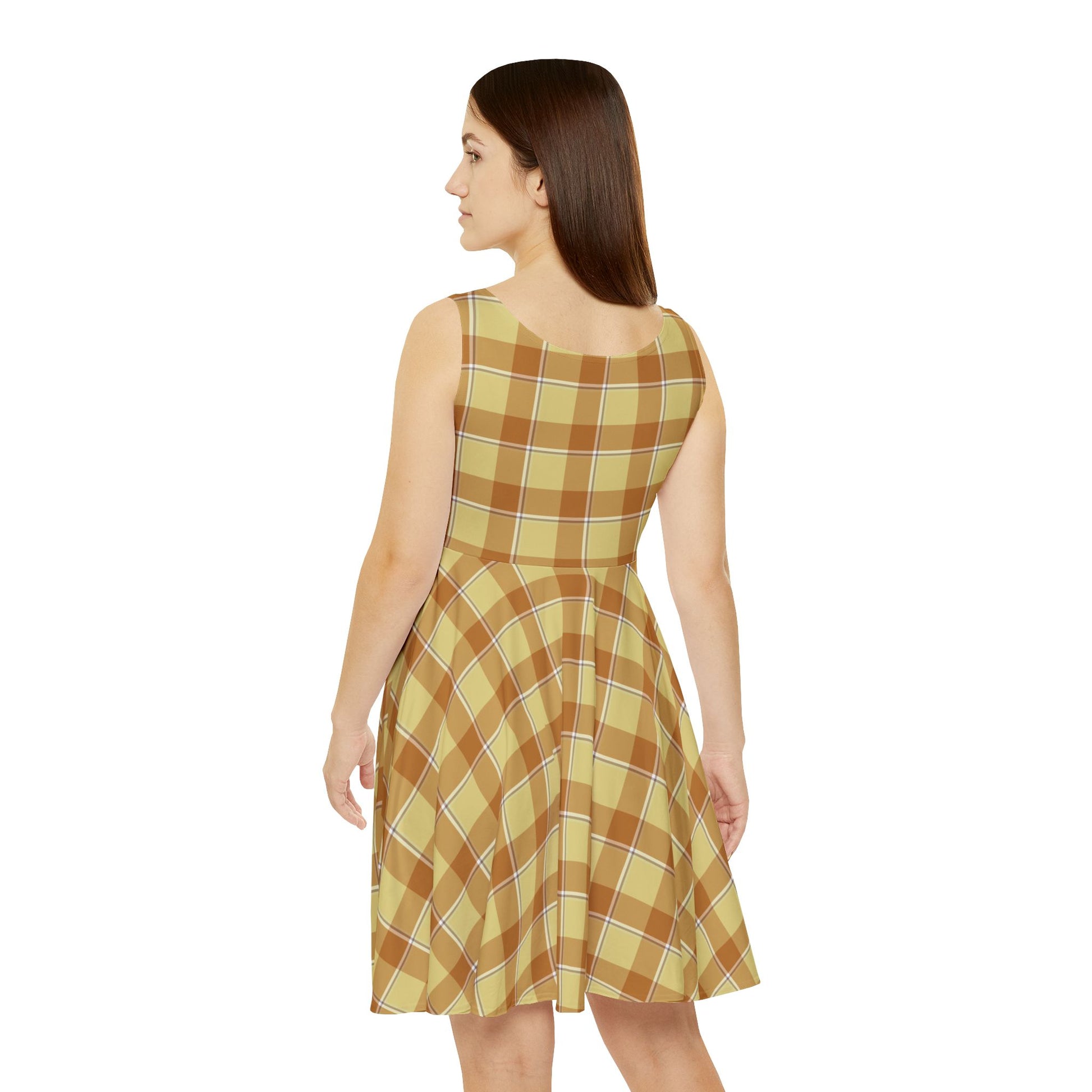 Chic Fall Plaid Women's Skater Dress, Casual Dress, Flowy Dress, Plaid Summer Dress, Cute Party Dress, Stylish Dress for Every Occasion - Celtic Scents