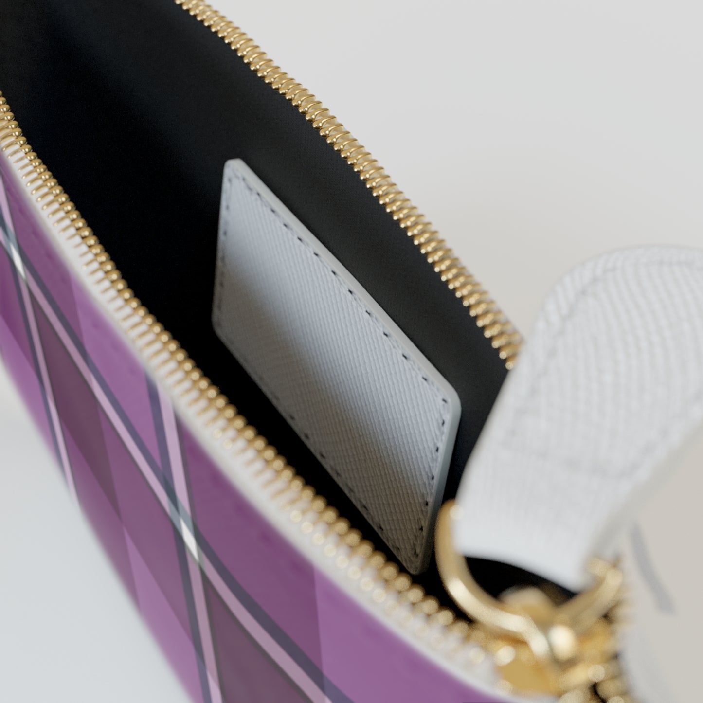 Personalized Mini Clutch Bag in Purple Plaid, Chic Makeup Pouch, Custom Name Wallet - Celtic Scents