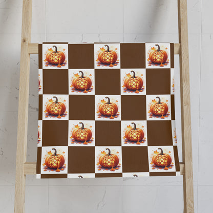 Autumn Pumpkin Hand Towel, Seasonal Kitchen Towel, Fall Decor, Thanksgiving Hand Towel, Rustic Home Accessory