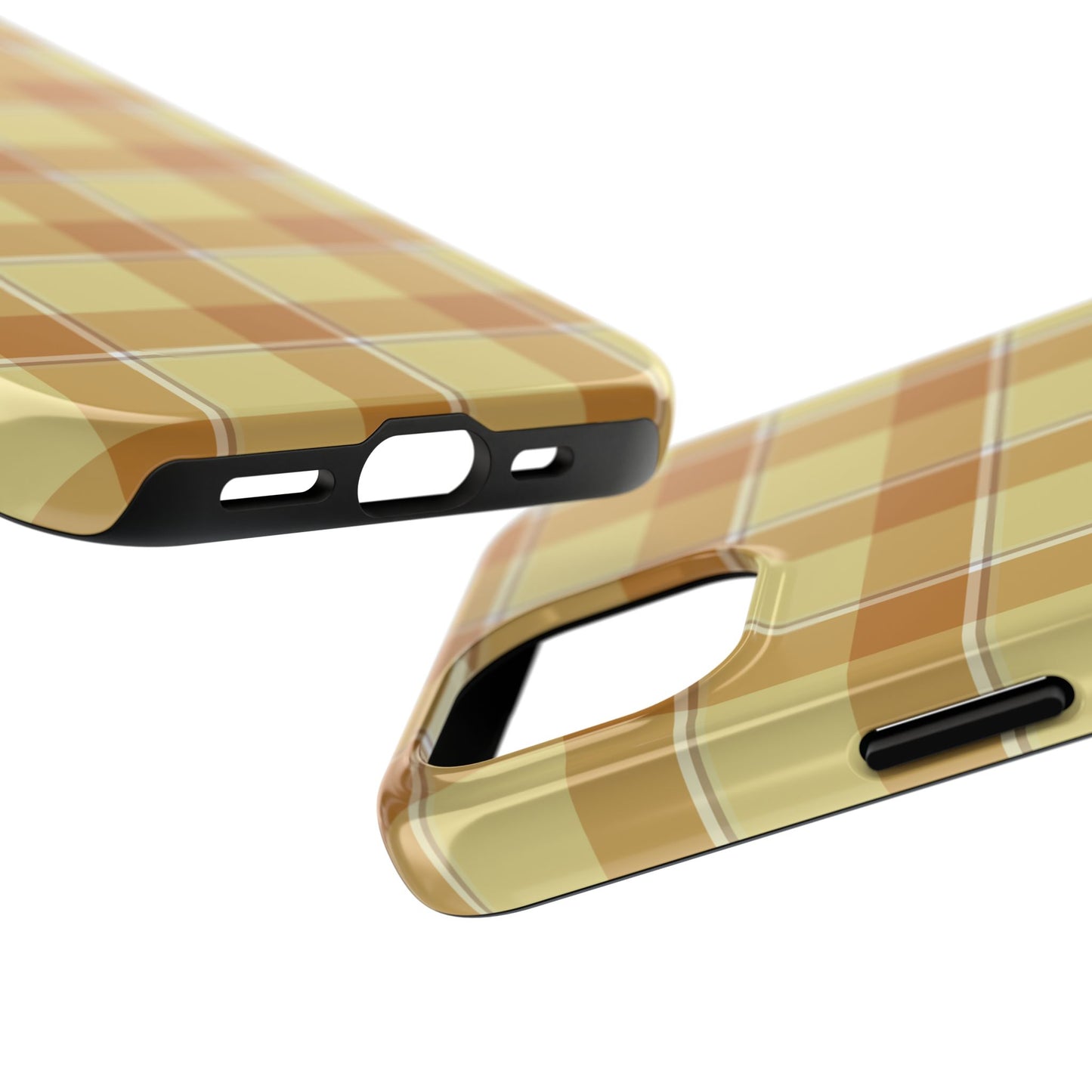 Stylish Autumn Plaid Tough Phone Cases, Trendy Phone Accessories, Durable Phone Protection, Yellow and Brown Plaid, Perfect Gift - Celtic Scents