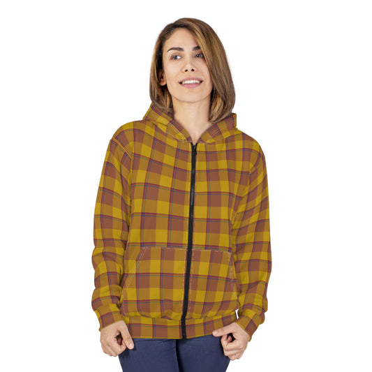 Cozy Plaid Zip Hoodie, Warm Layer for Fall, Unisex Gift for Comfort Seekers, Casual Wear, Autumn Style, Everyday Essentials - Celtic Scents