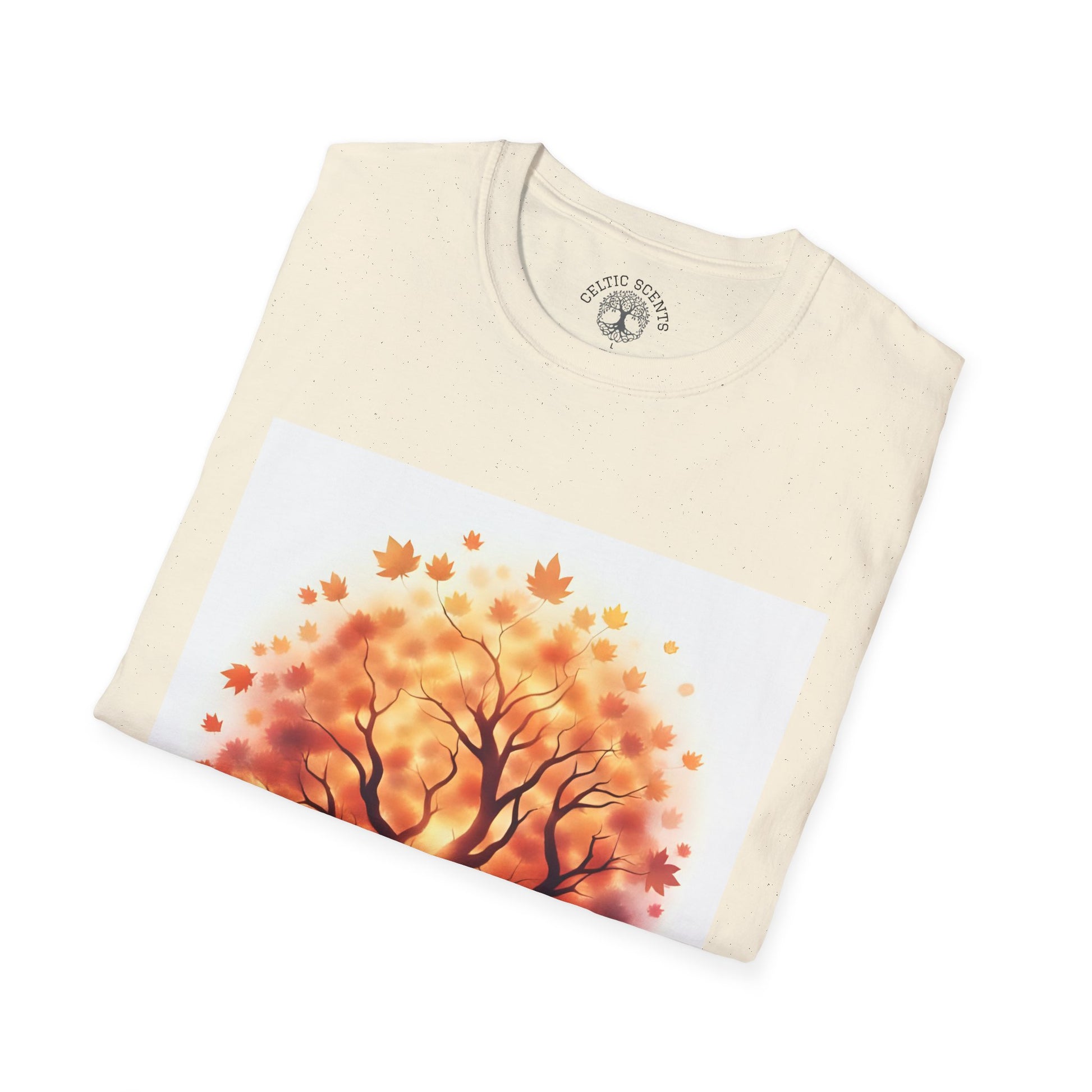 Autumn Tree Graphic T-Shirt, Fall Tee for Nature Lovers, Unisex Softstyle T-Shirt, Gift for Thanksgiving, Cozy Casual Wear - Celtic Scents