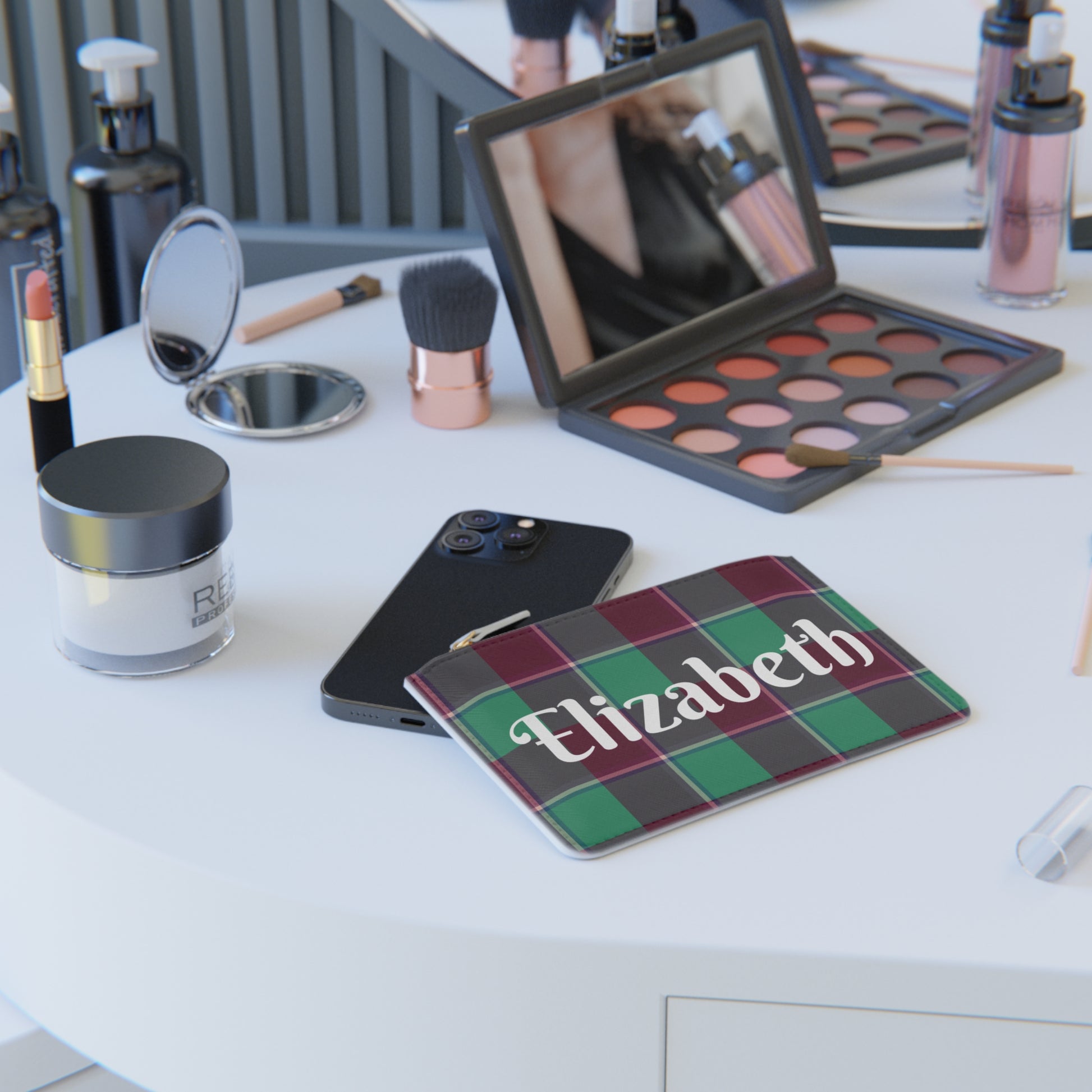 Personalized Plaid Mini Clutch Bag, Custom Zip Pouch, Stylish Accessory for Every Occasion, Gift for Her, Trendy Makeup Organizer - Celtic Scents