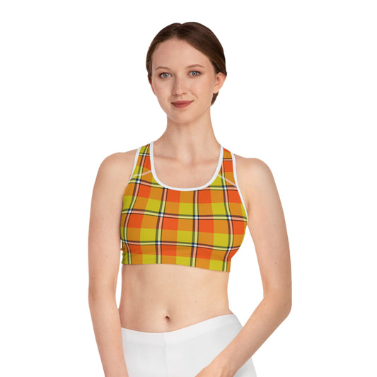Vibrant Plaid Sports Bra, Activewear for Fitness, Gym, Yoga, Running, Outdoor Activities - Celtic Scents