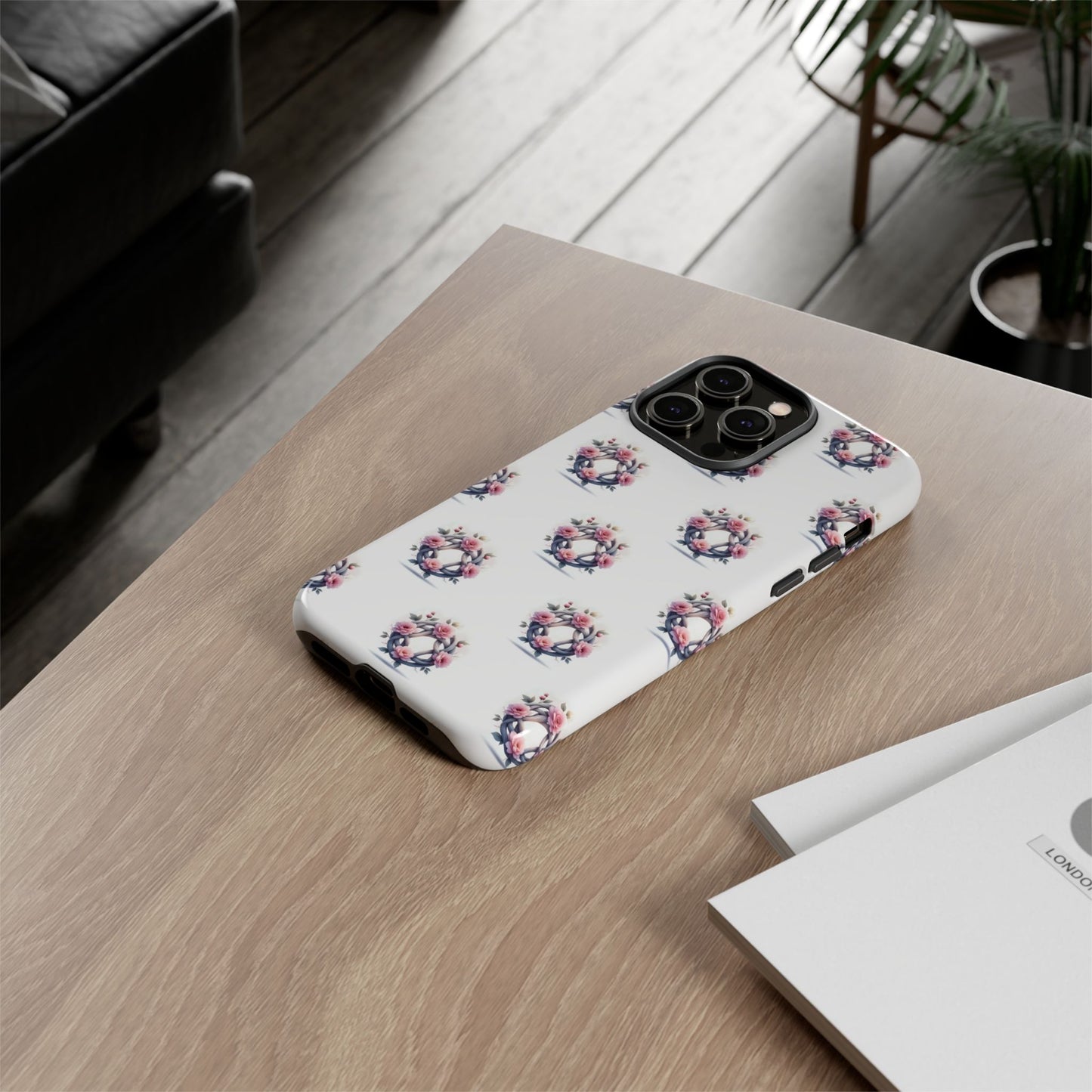 Floral Phone Case, Tough Cases for Women, Cute Celtic Knot Floral Design iPhone Cover, Gift for Her, Stylish Tech Accessories