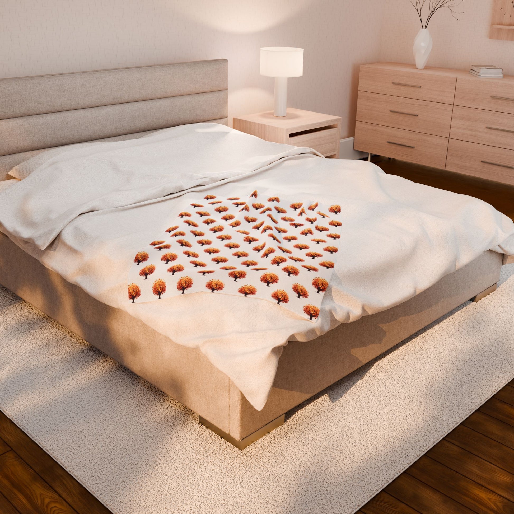 Cozy Velveteen Plush Blanket with Autumn Tree Design, Soft Throw for Home Decor, Gifts, Fall Decor, Warm Blanket, Couch Blanket - Celtic Scents