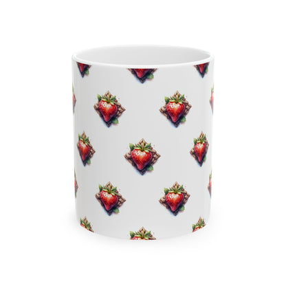 Strawberry Delight Ceramic Mug, Cute Coffee Cup, Gift for Food Lovers, Perfect for Birthdays, Kitchen Decor, 11oz and 15oz - Celtic Scents