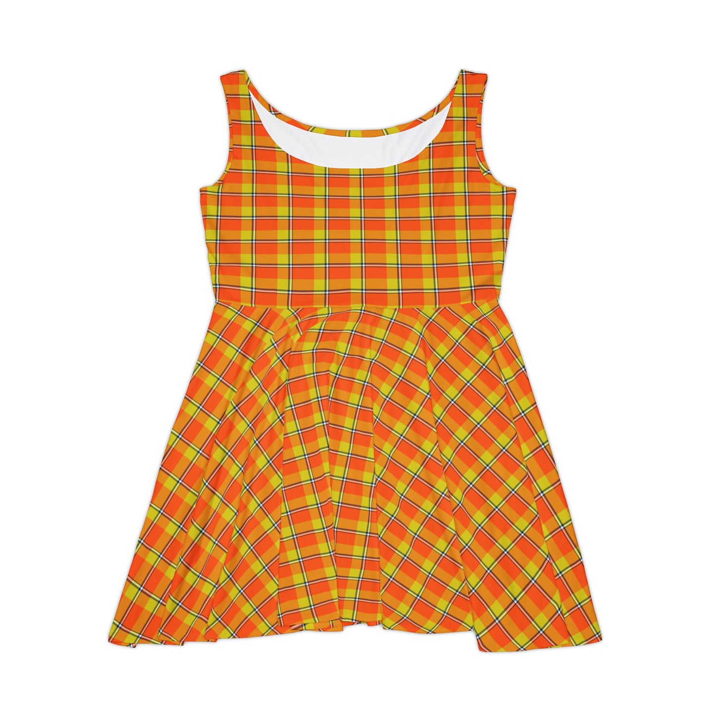 Vibrant Plaid Women's Skater Dress, Fun Summer Dress, Stylish Casual Outfit, Festival Wear, Bright Color Fashion, Autumn Collection - Celtic Scents