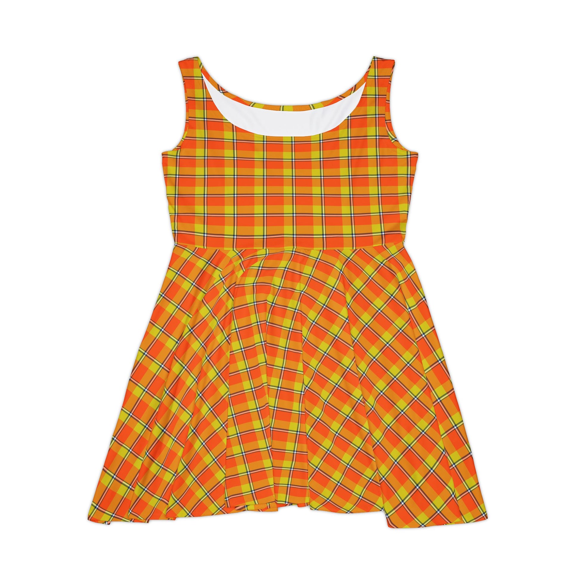 Vibrant Plaid Women's Skater Dress, Fun Summer Dress, Stylish Casual Outfit, Festival Wear, Bright Color Fashion, Autumn Collection - Celtic Scents