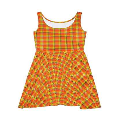 Vibrant Plaid Women's Skater Dress, Fun Summer Dress, Stylish Casual Outfit, Festival Wear, Bright Color Fashion, Autumn Collection - Celtic Scents