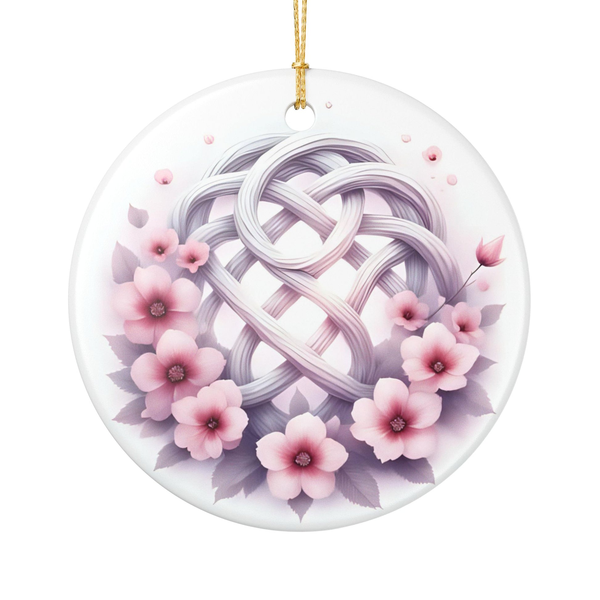 Floral Ceramic Ornament, Decorative Home Accent, Holiday Gift, Charming Wall Decoration, Spring Decor, Celtic Knot Flower Ornament - Celtic Scents