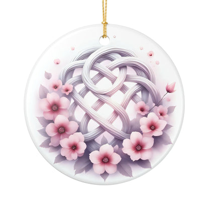Floral Ceramic Ornament, Decorative Home Accent, Holiday Gift, Charming Wall Decoration, Spring Decor, Celtic Knot Flower Ornament - Celtic Scents