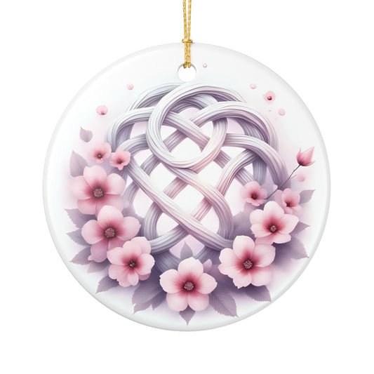 Floral Ceramic Ornament, Decorative Home Accent, Holiday Gift, Charming Wall Decoration, Spring Decor, Celtic Knot Flower Ornament - Celtic Scents