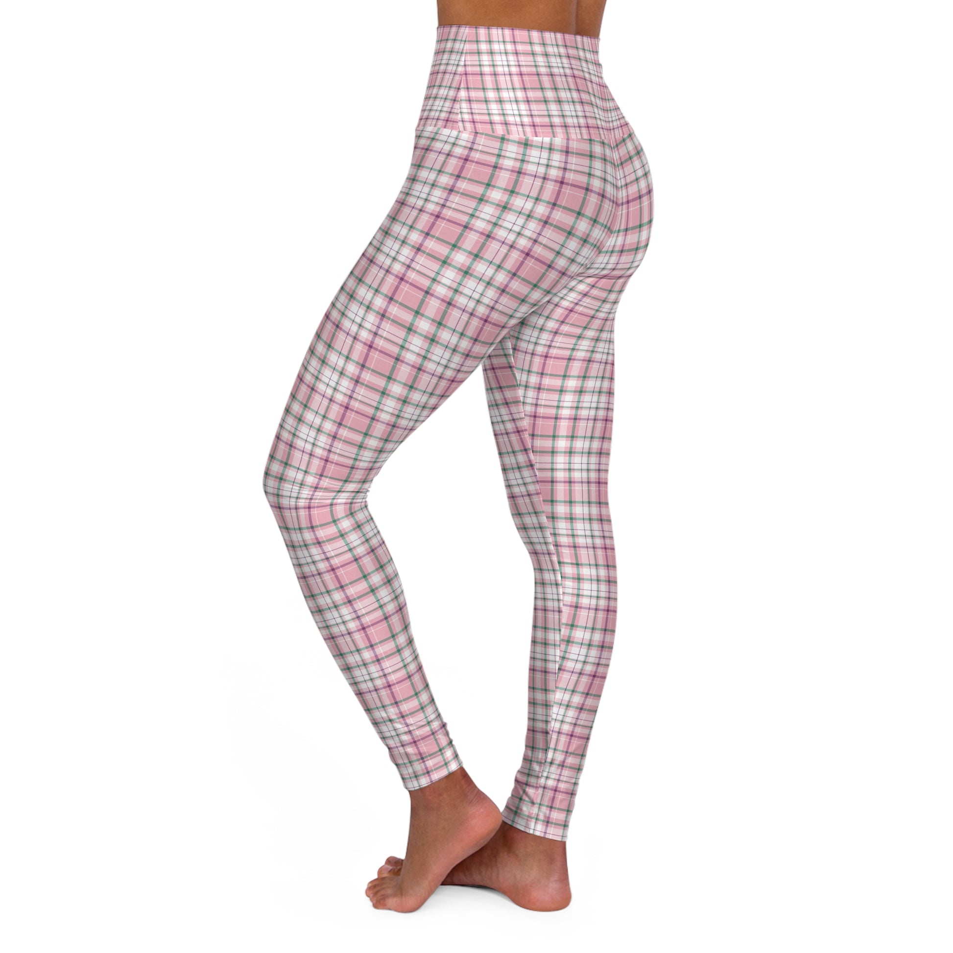 Pink Plaid Yoga Leggings - Celtic Scents