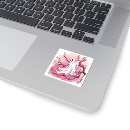 Whimsical Ghost Cherry Blossom Stickers, Cute Decor, Gift for Halloween, Kawaii Sticker, Laptop Decal - Celtic Scents
