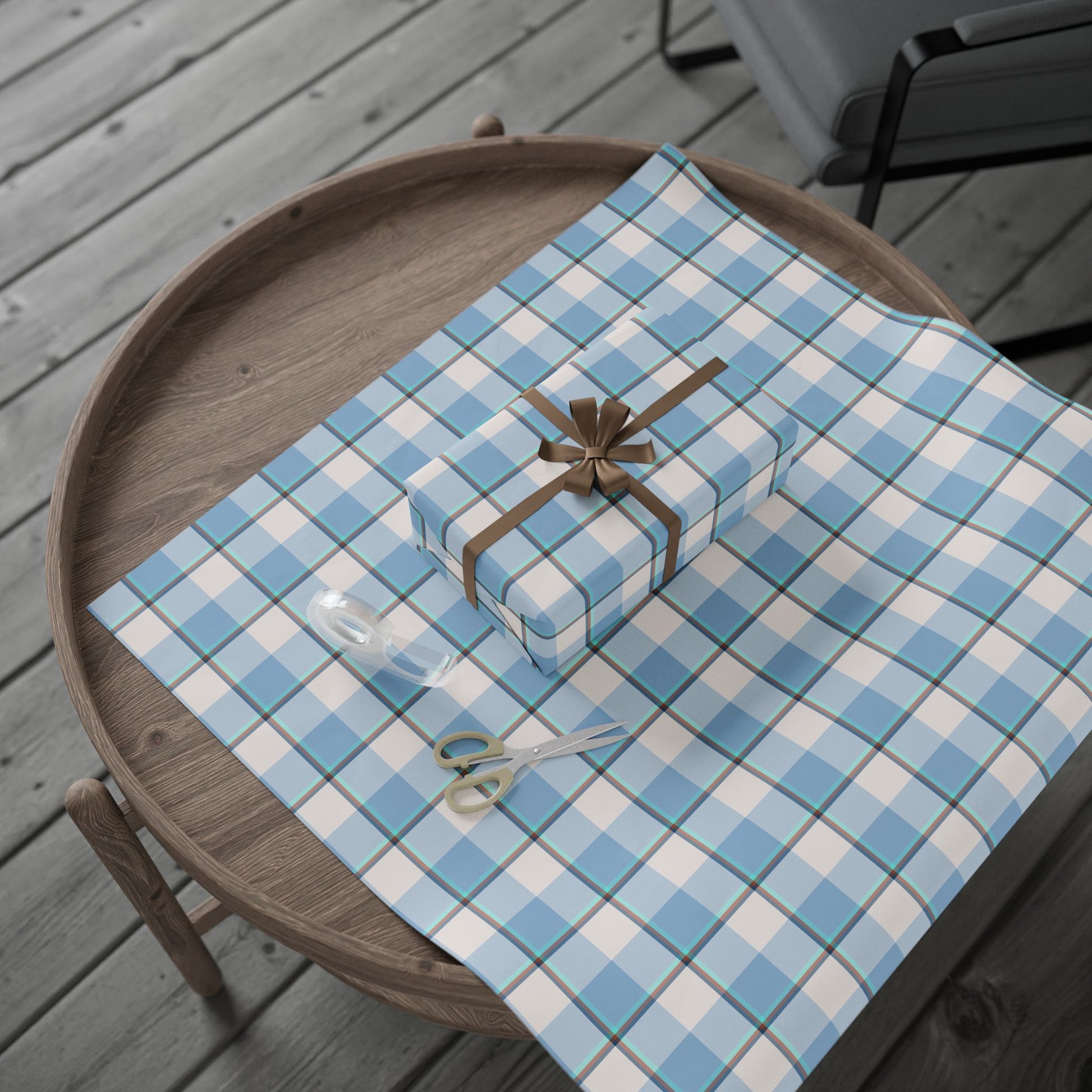 Blue Plaid Wrapping Paper, Gift Wrap for Birthdays, Holidays, Festivals, Eco-Friendly Packaging, Decorative Paper - Celtic Scents