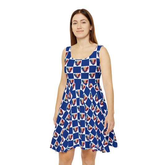 Colorful Celtic Dragon Print Women's Skater Dress, Cute Summer Dress, Festival Outfit, Date Night Dress, Gift for Her, Casual Dress - Celtic Scents
